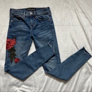 Express rose embroidered jeans